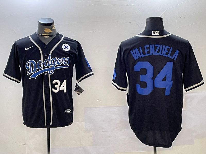 Men Los Angeles Dodgers #34 Valenzuela Black Game 2024 Nike MLB Jersey style 11208